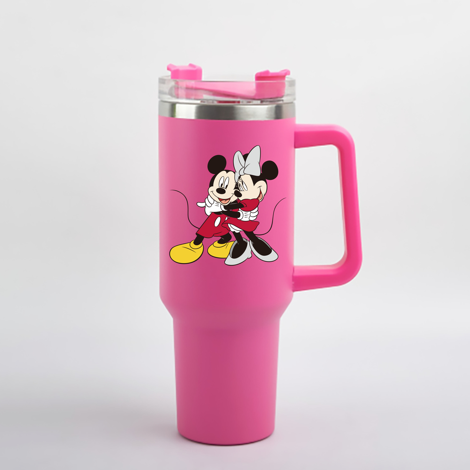 （画像用） ミッキーマウス Mickey Mouse 1200mL車用タンブラー - クリスタルステッカー（プラスチックストロー付き）